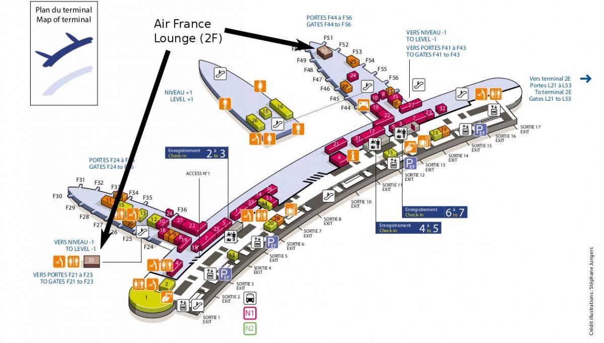 charles de gaulle airport map terminal 2e, 2f