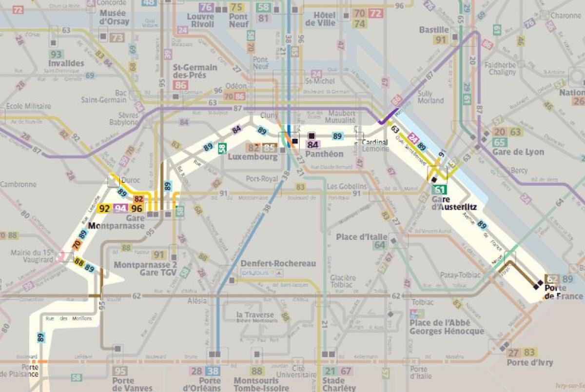 Karte von Paris bus 92 route