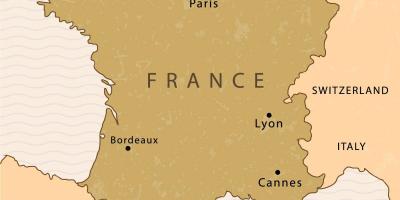 Karte von Paris auf der Karte von Frankreich