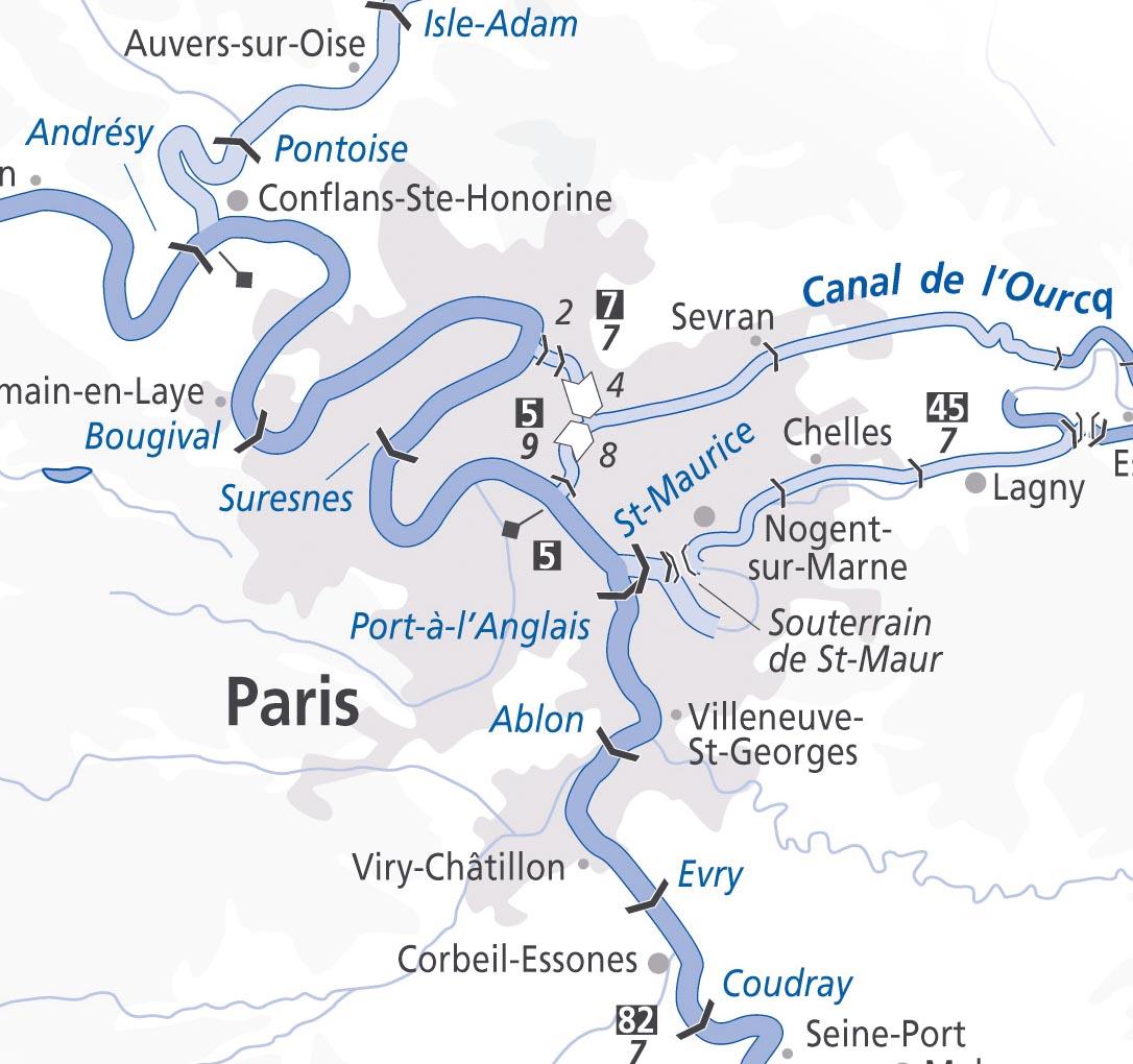 Paris map seine - Paris river Karte (Île-de-France - Frankreich)