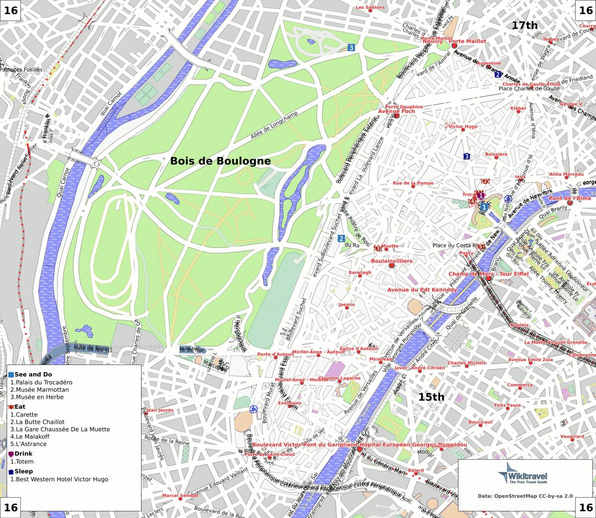 Karte von 16 arrondissement von Paris 