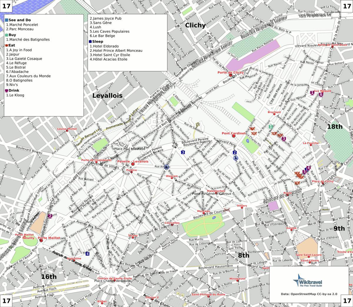 Karte 17th arrondissement von Paris