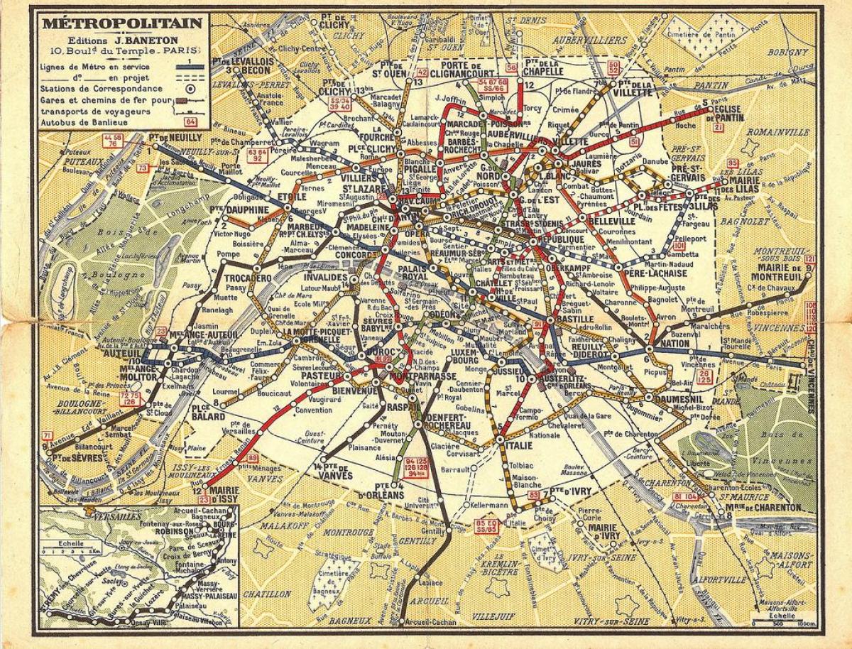 Karte des alten Paris metro