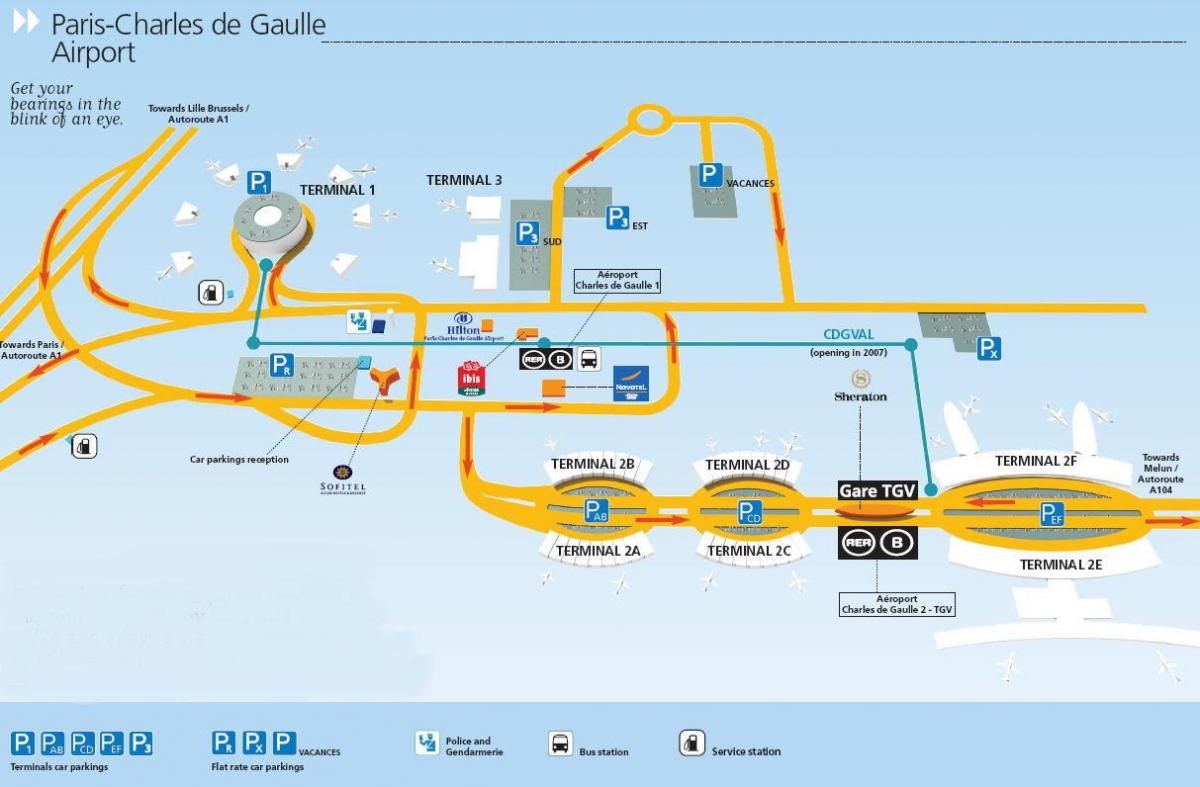 Paris cdg airport Landkarte