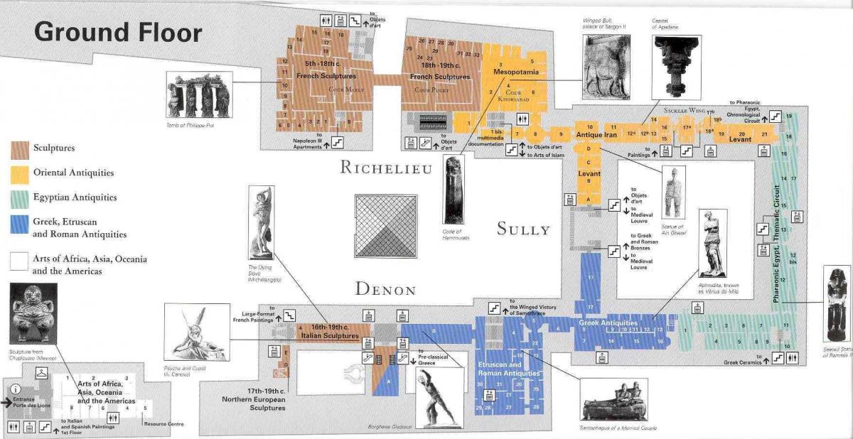 Karte von louvre museum