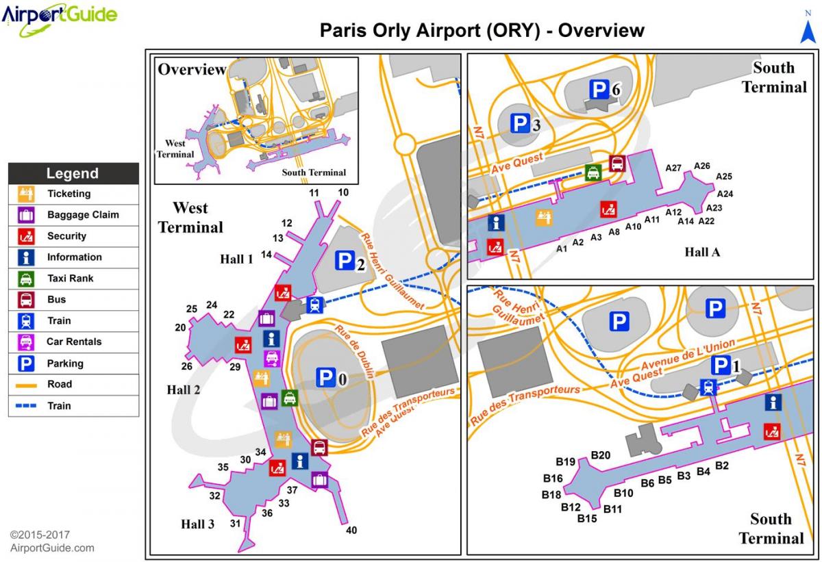 Karte von orly airport