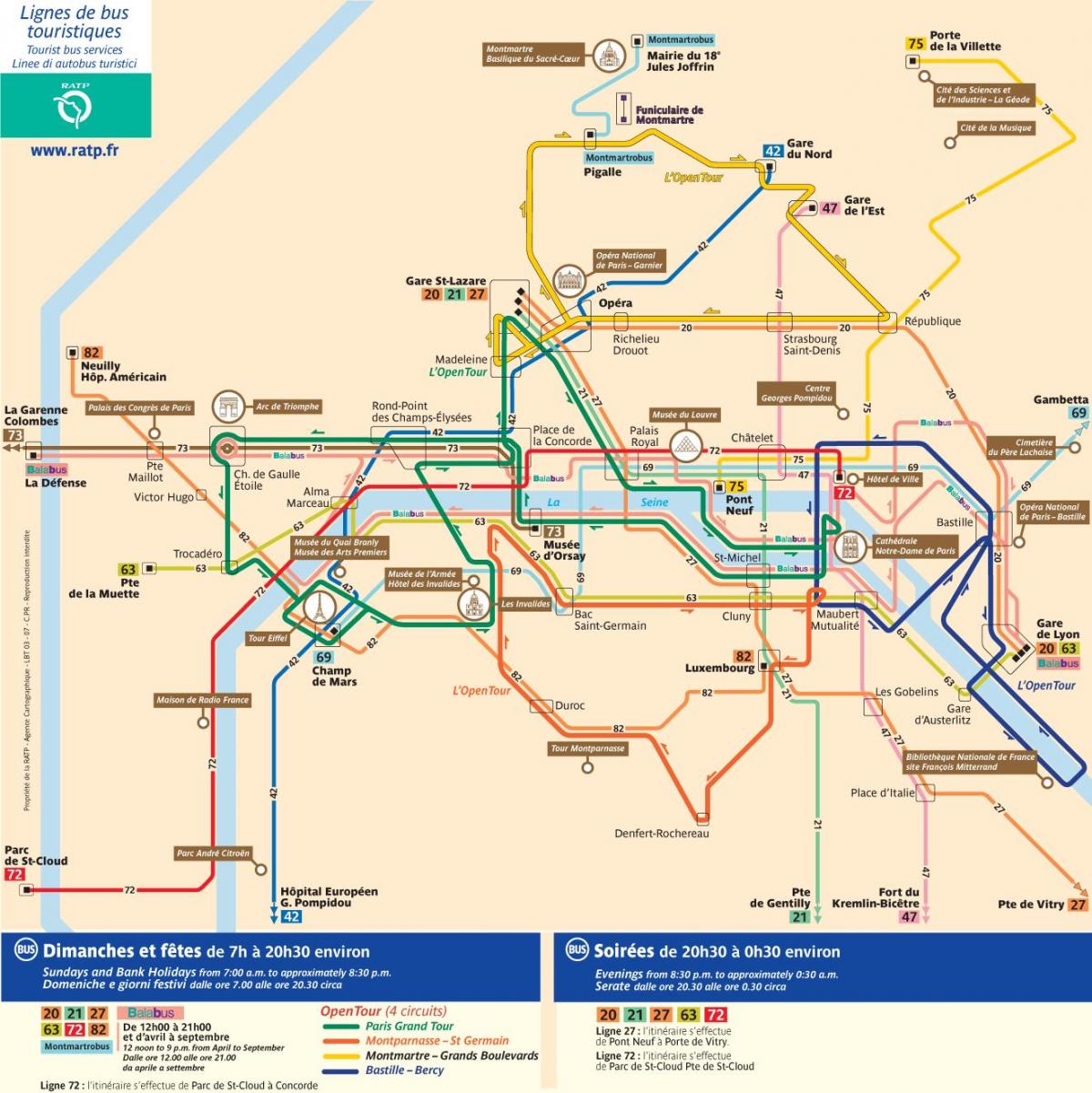 Paris city-tour-bus Karte