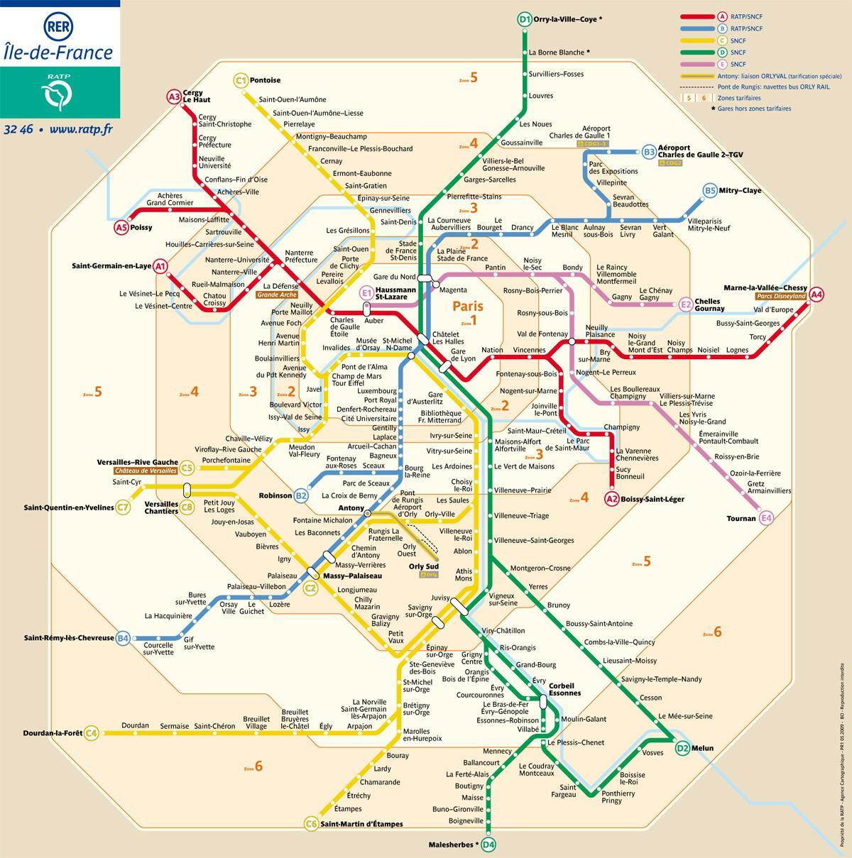 Paris zone metro Karte
