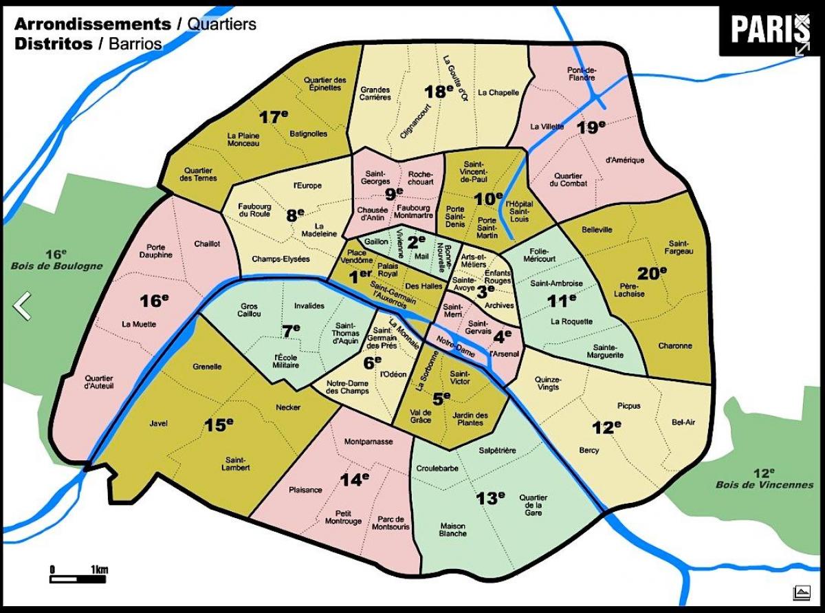 Karte von Paris Postleitzahl