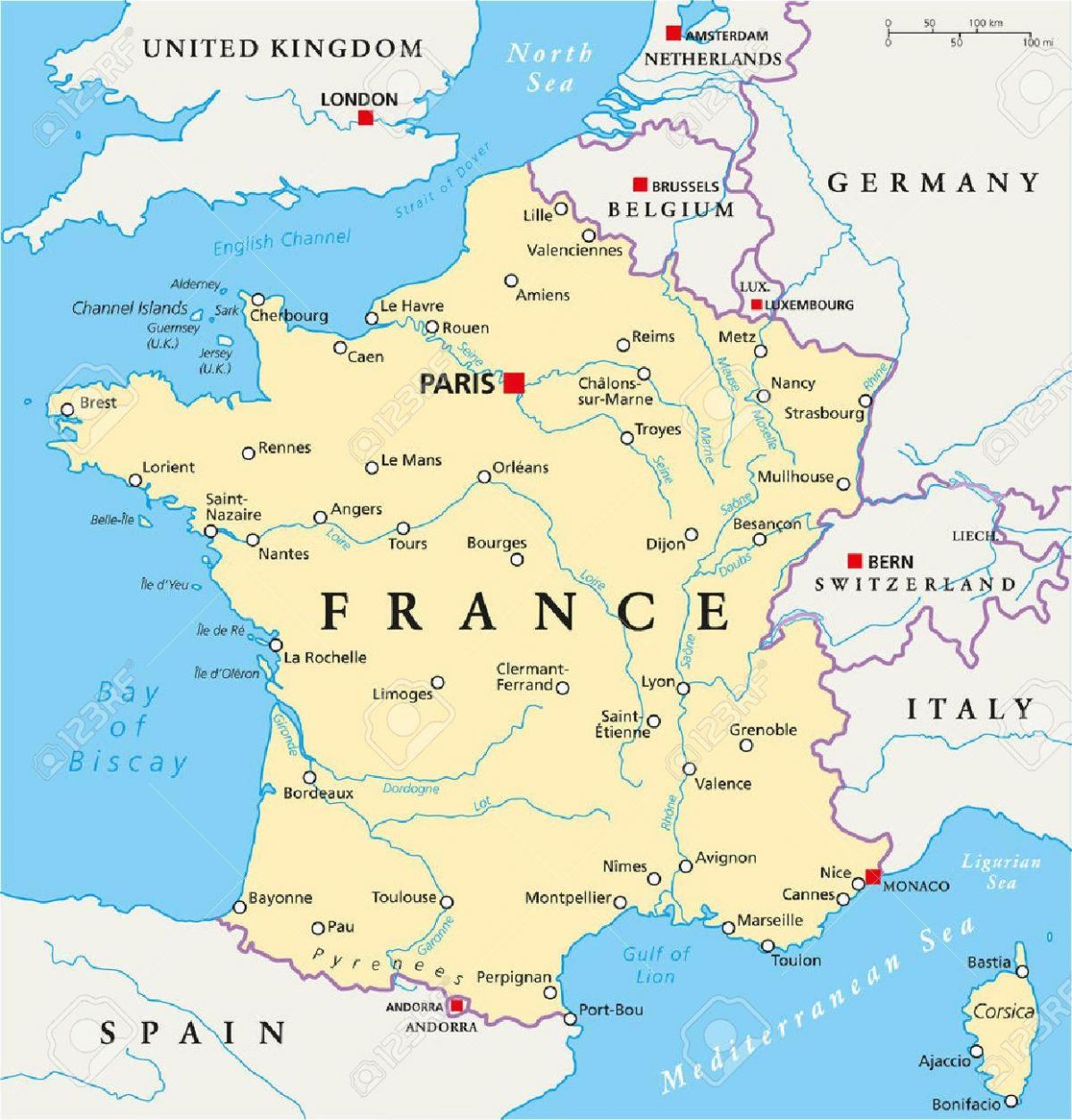 Paris politische Landkarte - Karte von Paris politisch (Île-de-France