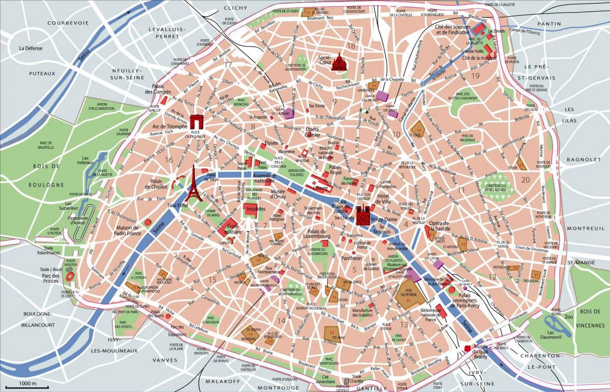 Paris metro Karte mit Sehenswürdigkeiten