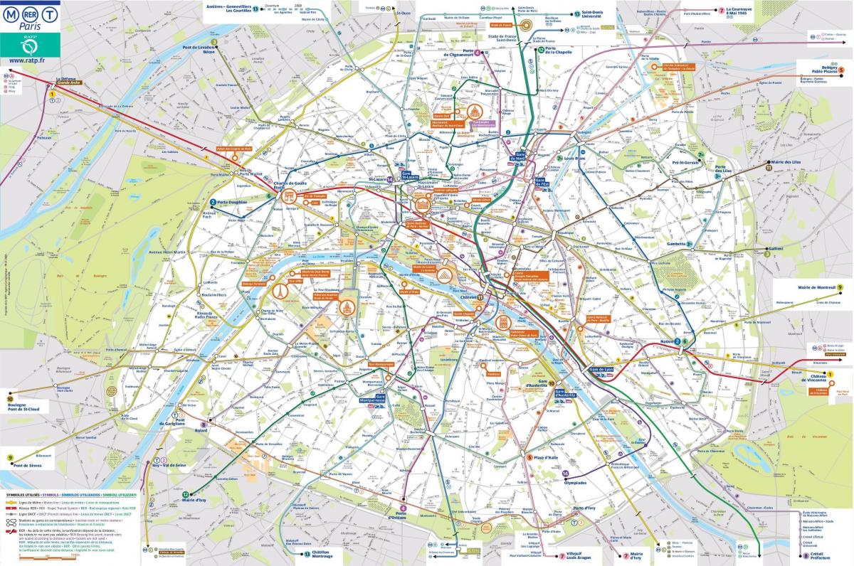 Paris öffentliche Verkehrsmittel Landkarte