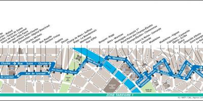 Karte der bus-42 Paris-route