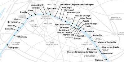 Karte von Paris-Brücken