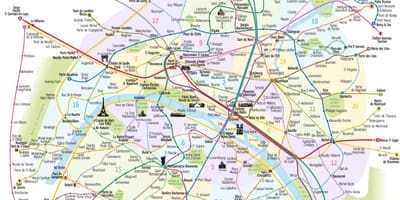 Karte der metro in Paris mit Sehenswürdigkeiten