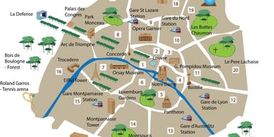 Karte von Paris, die Museen und Denkmäler
