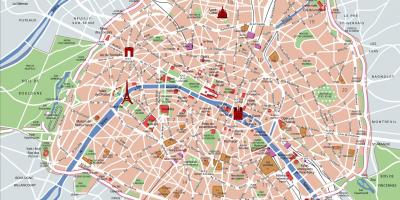 Paris top-Sehenswürdigkeiten Landkarte