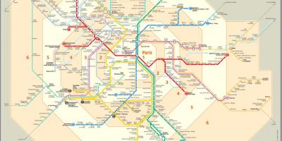 Paris-transport-Karte mit den Zonen